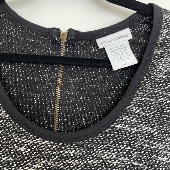 Soft surroundings black and white tweed long line 3/4 sleeve pullover tunic - Picture 4 of 8
